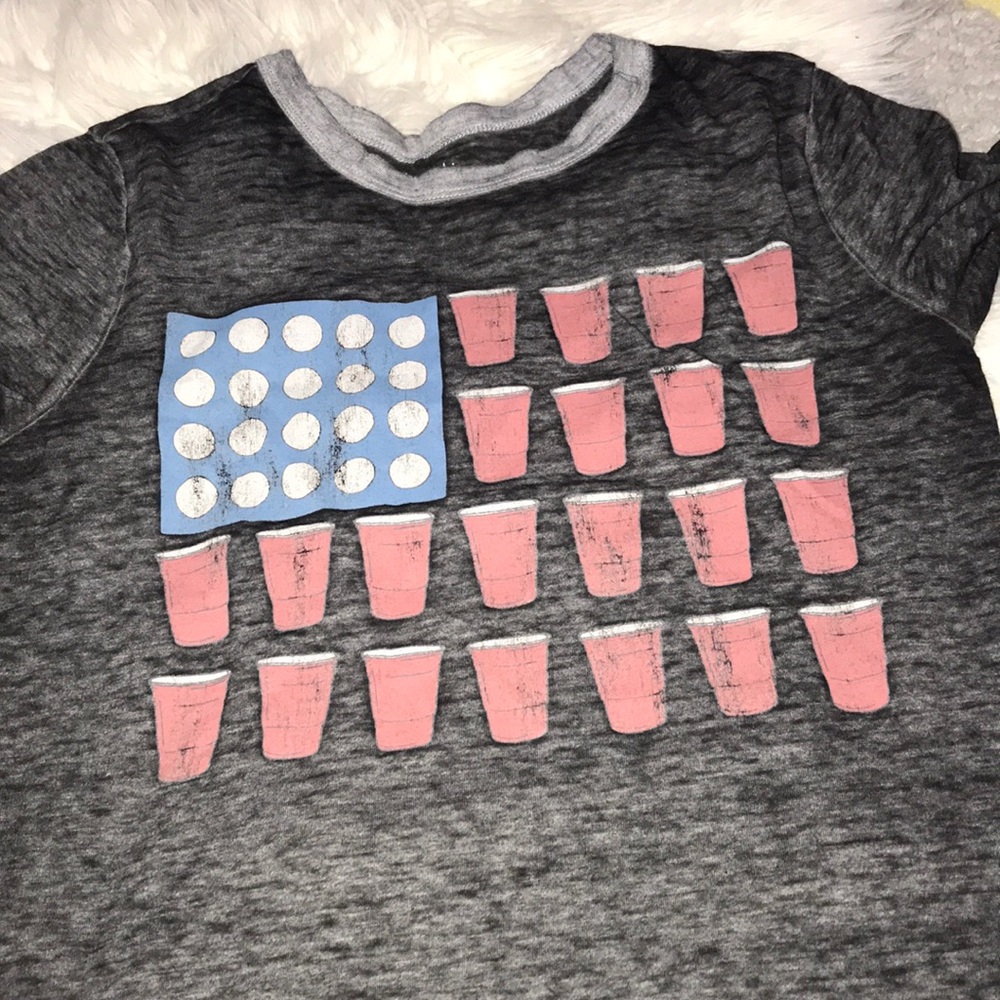beer pong american flag tee